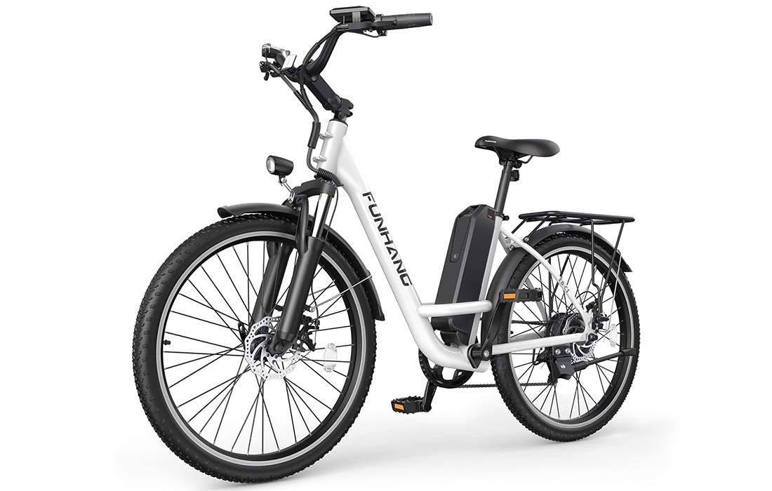 Is the Funhang EB-C1 the Best Budget City E-Bike? Range, Speed, and Fit Tested Funhang EB-C1 step-thru electric bike with rack and fenders