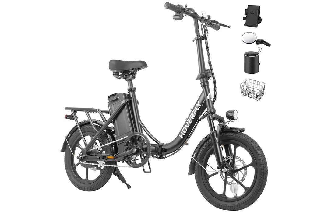 HOVERFLY H3 16-inch folding electric bike with rack and front suspension