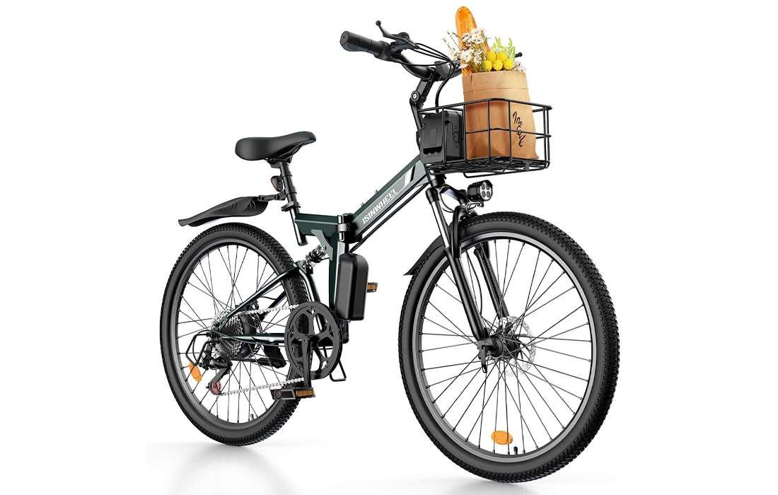 Hands-On With the isinwheel M40: 500W Power, Full Suspension, Dual USB isinwheel M40 folding electric bike with front basket and full suspension