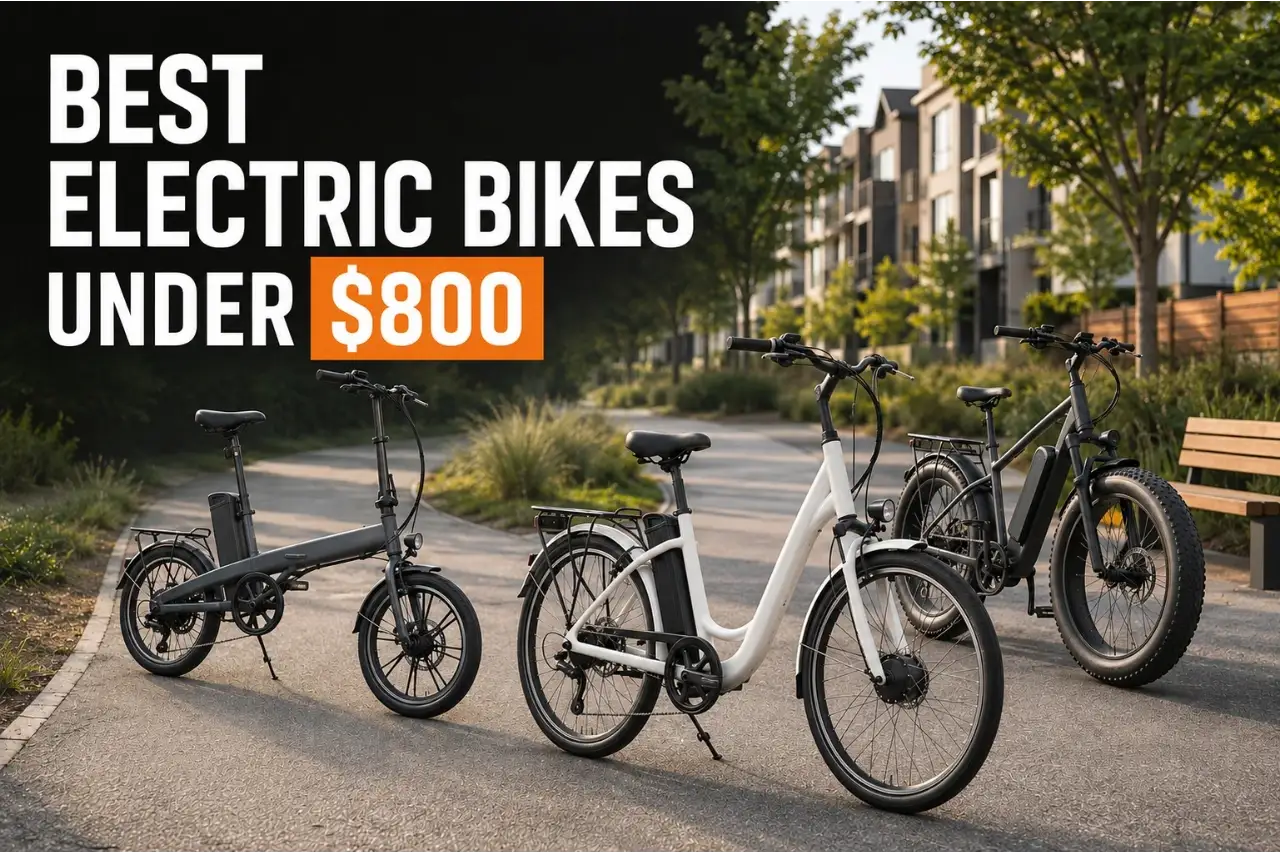 Affordable electric bikes displayed outdoors for a best electric bikes under $800 comparison