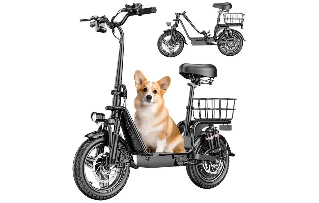 INSDRGN C14 adults electric scooter with seat and rear basket