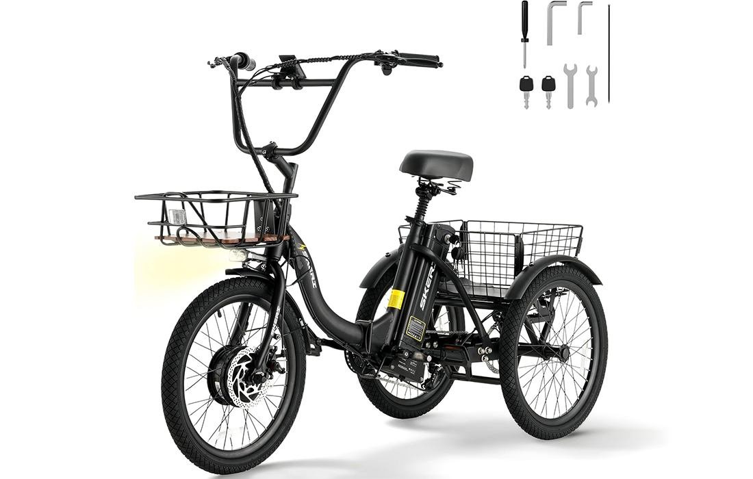 Skeri Electric Trike ET04 with front and rear baskets