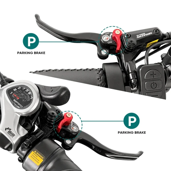 VTUVIA E-Cozy parking brake levers with red locking controls