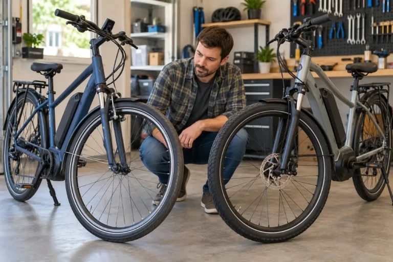 Rim brake and disc brake systems compared on two commuter e-bikes
